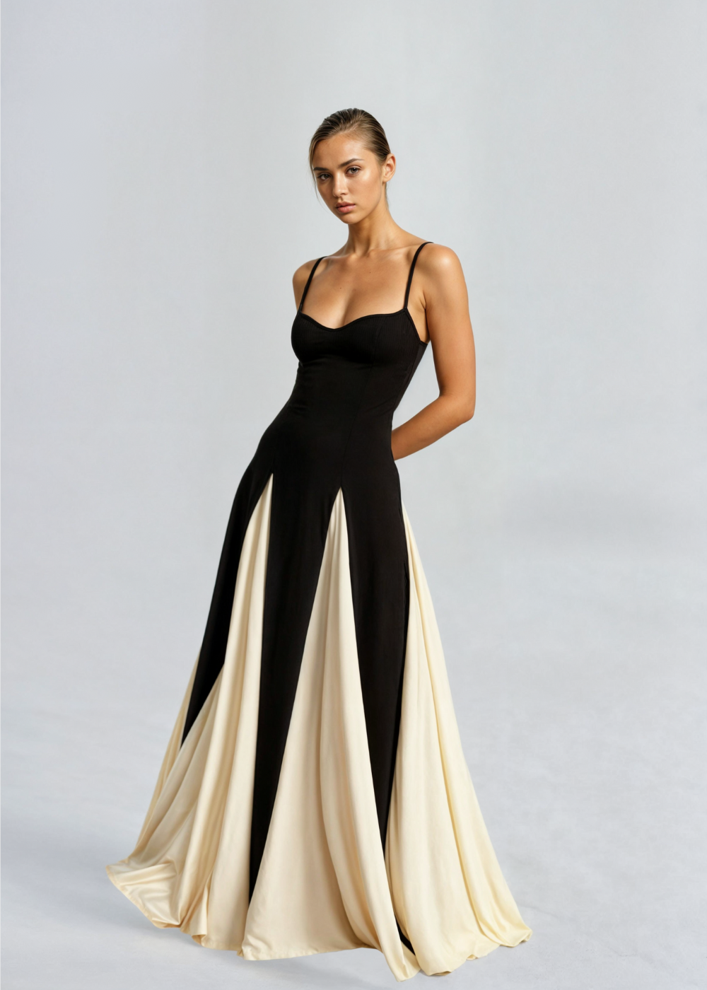Damen Maxikleid Elegantes Ausschnittkleid