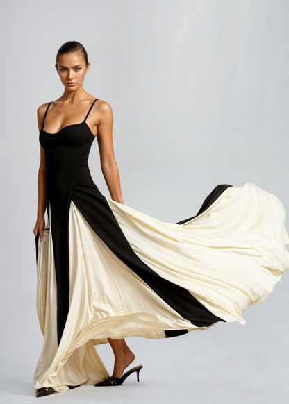 Damen Maxikleid Elegantes Ausschnittkleid