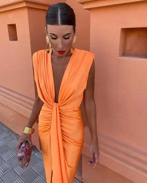 Norvielle Damen Partykleid Glänzend