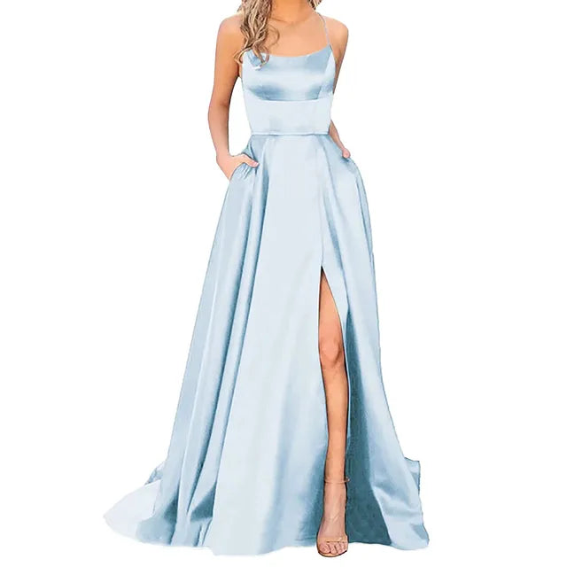 Eternal Elegance Damen Brautjungfernkleid Hoch Schlitz