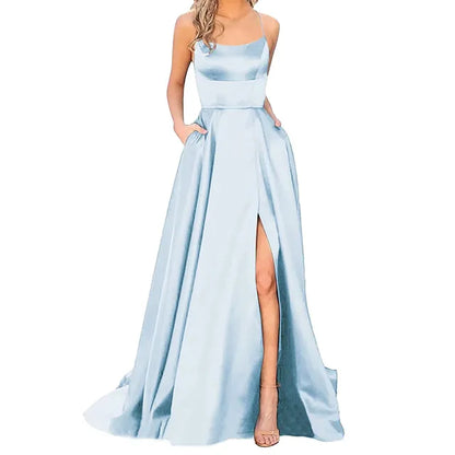 Eternal Elegance Damen Brautjungfernkleid Hoch Schlitz