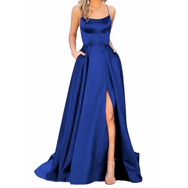 Eternal Elegance Damen Brautjungfernkleid Hoch Schlitz