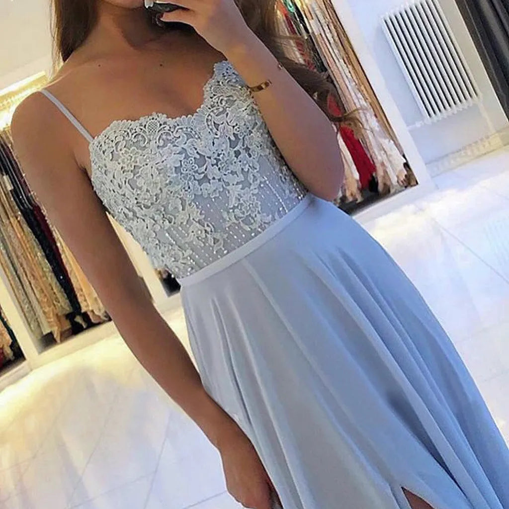 Eternal Elegance Damen Brautjungfernkleid Hoch Schlitz