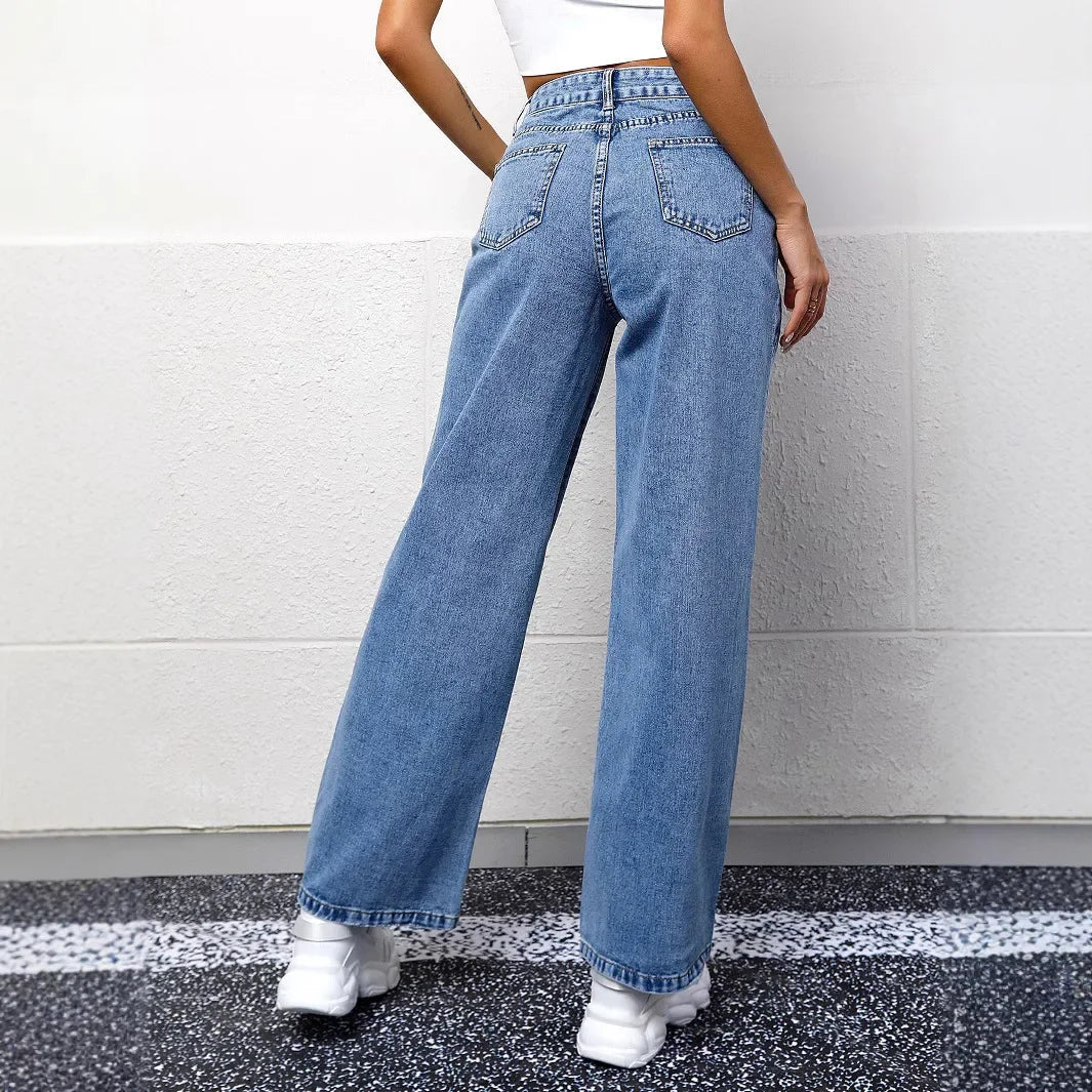 Damen Highwaist Jeans Gerade Bein