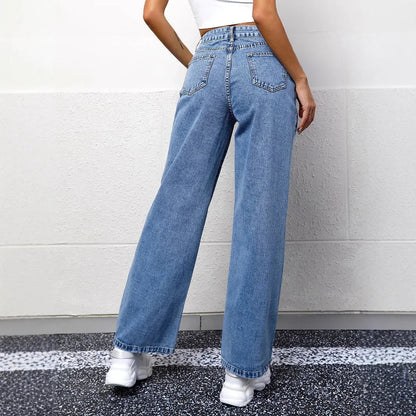 Damen Highwaist Jeans Gerade Bein
