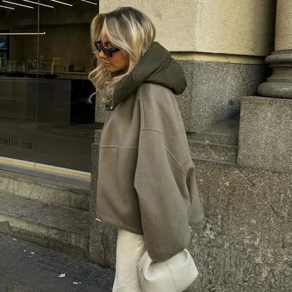 Norvielle Damenjacke mit Kapuze Lässig Lockere Baumwolle