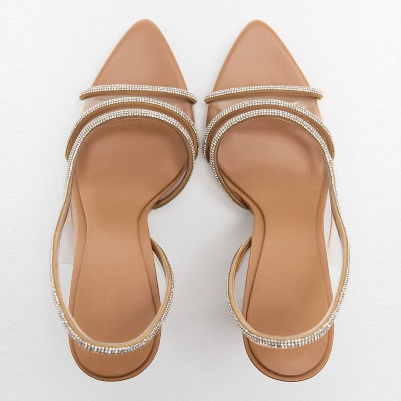 Damen Slingback High-Heel Sandalen Spitze Offener Zehenbereich - Norvielle