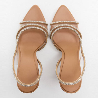 Damen Slingback High-Heel Sandalen Spitze Offener Zehenbereich - Norvielle