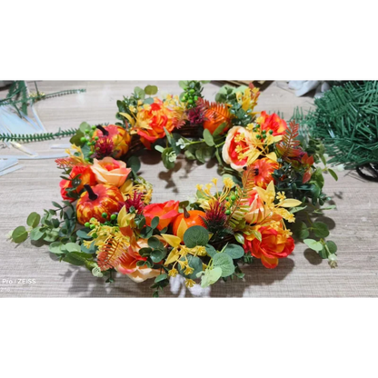 Herbstkranz Rattan Kürbis 40cm Handgemacht