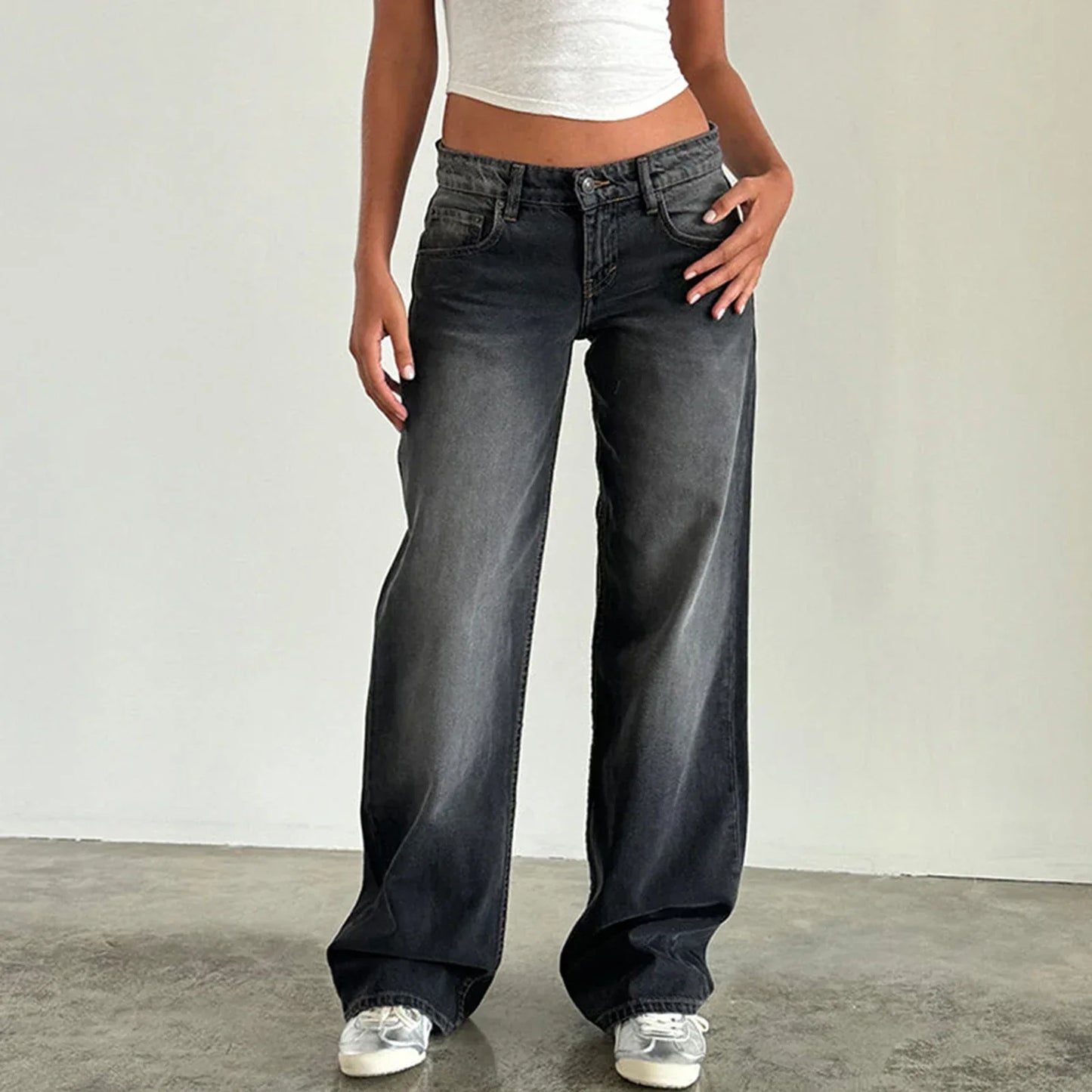 Damen Weitbein Jeans Vintage Look
