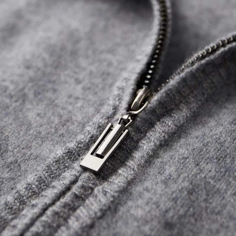 Herren Strickjacke Reißverschluss Bequem Grau