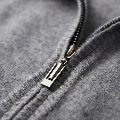 Herren Strickjacke Reißverschluss Bequem Grau