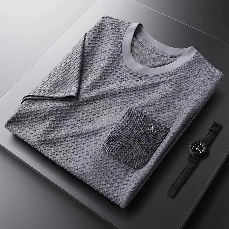 Kurzärmeliges T-Shirt Rundhals mit Brusttasche - Norvielle