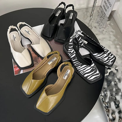 Norvielle Damen Slingback Sandalen Quadratische Zehenpartie
