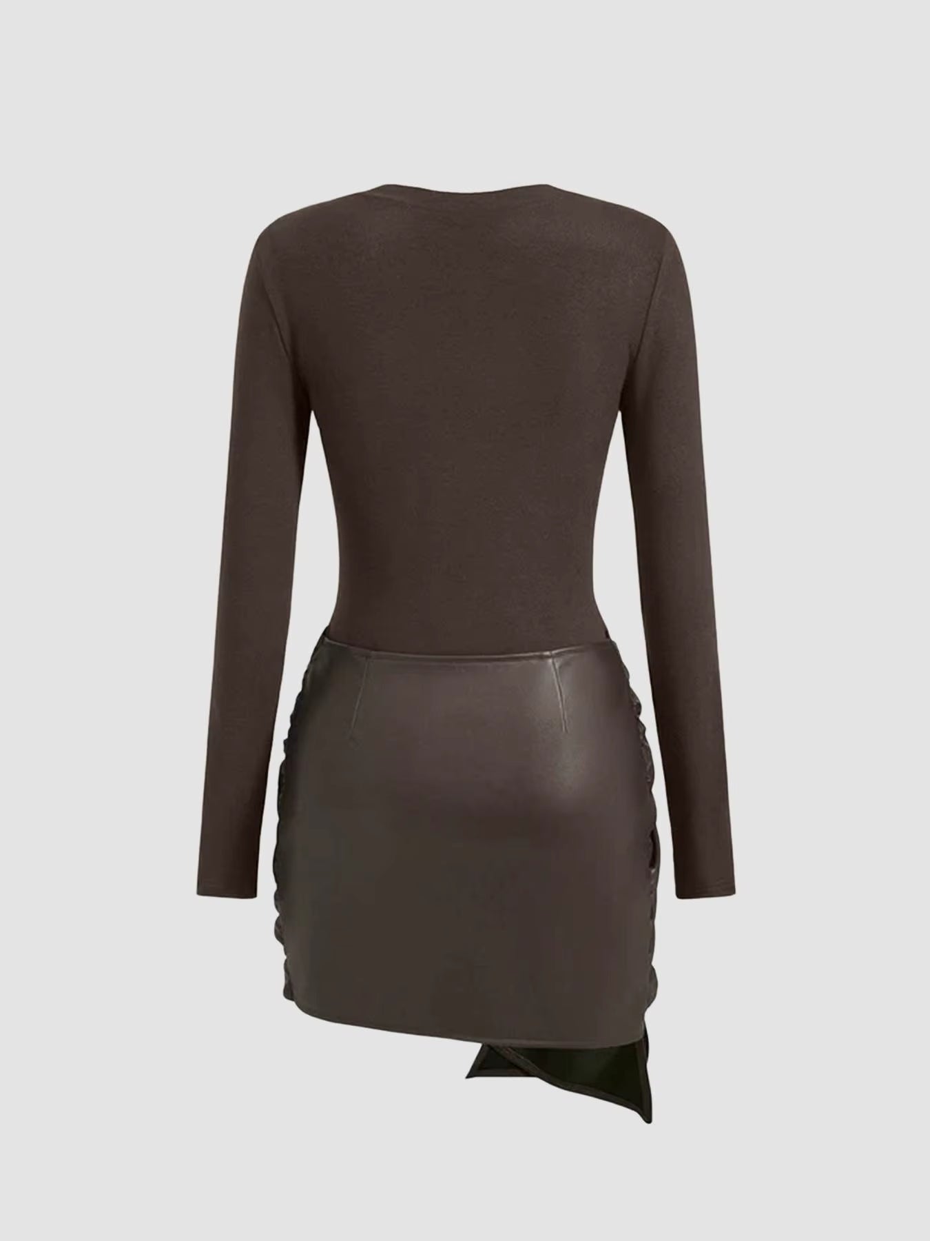 Damen Minikleid Vegan Lederoptik Figurbetonung