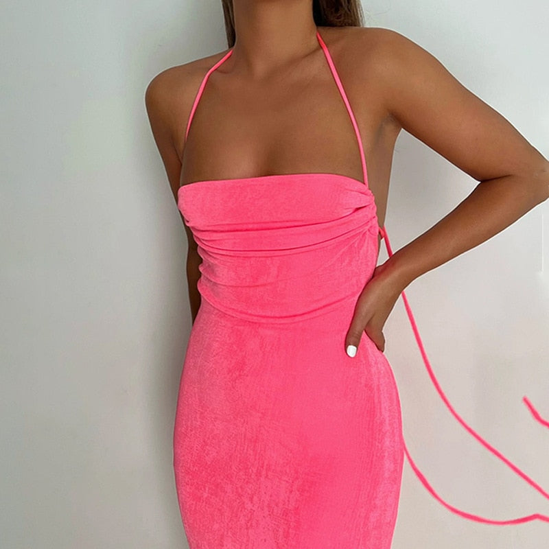 Damen Kleid Tiefem Rückenausschnitt Elegant