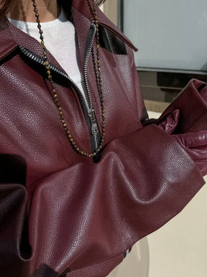 Klassische Damen Lederjacke Öko-Leder