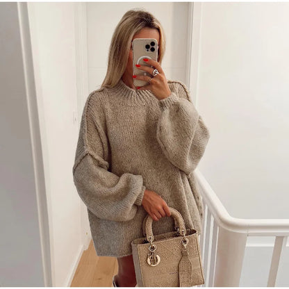 Norvielle Damen Oversize Strickpullover Flauschig