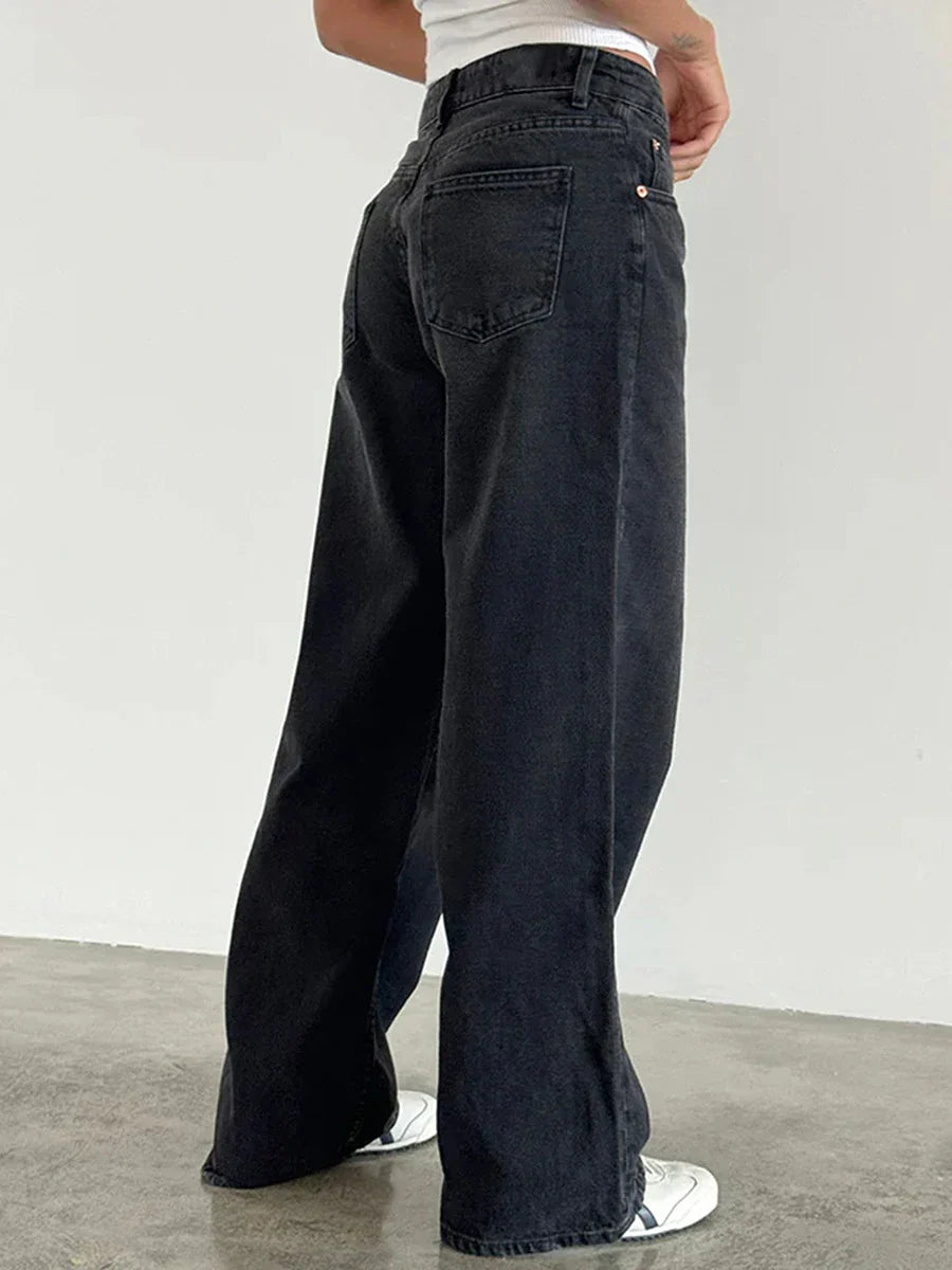 Damen Weitbein Jeans Helle Vintage Farbe