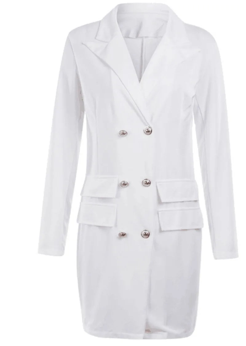 Damen e Bürojacke Elegant Langarm Weiß