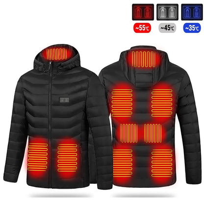 e Heizjacke mit Kapuze, 9-21 beheizte Zonen, USB