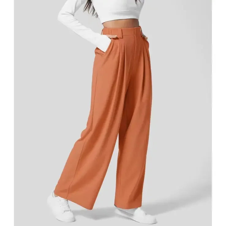 Damen Sommerhose Weitbein Hochtailliert