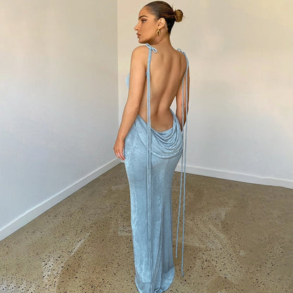 Damen Kleid Tiefem Rückenausschnitt Elegant