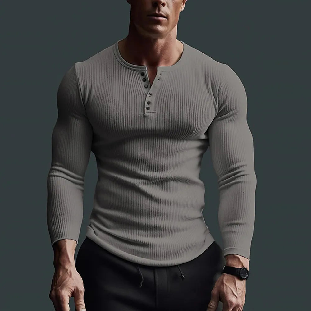 Herren Slim-Fit Henley Hemd