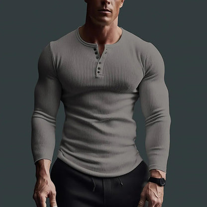 Herren Slim-Fit Henley Hemd