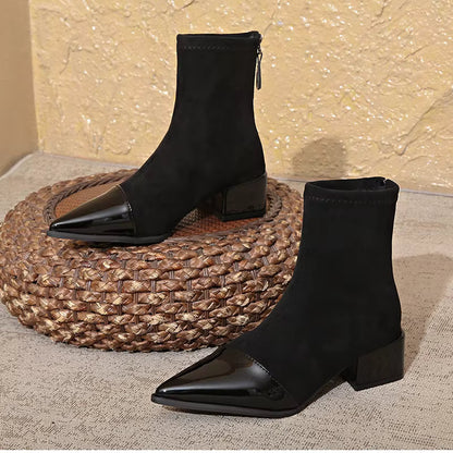 Damen Winter-Ankle-Boots Mit Blockabsatz
