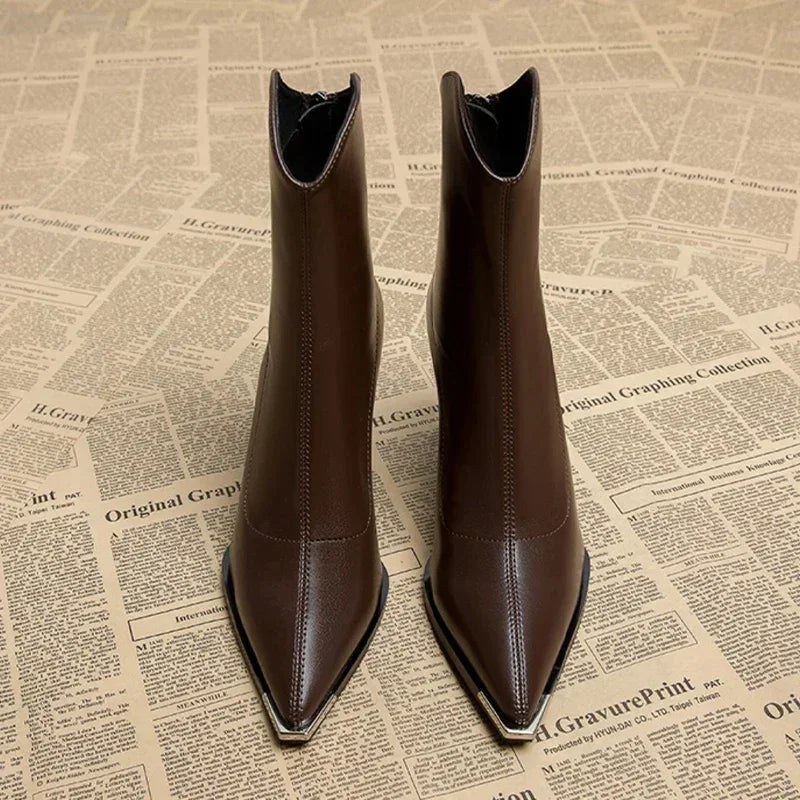 Damen Stiefeletten Spitzer Absatz Frühjahr