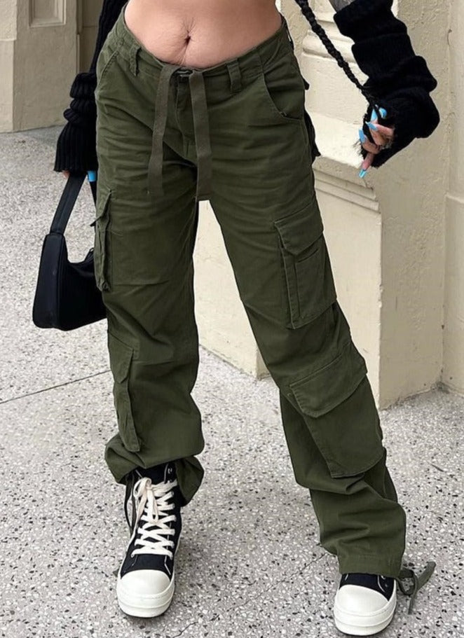 Damen Cargo Hose Wide-Leg mit Taschen Locker