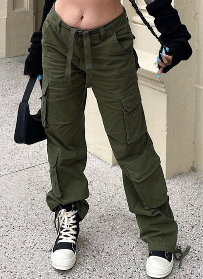 Damen Cargo Hose Wide-Leg mit Taschen Locker