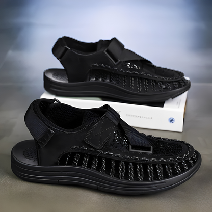 Herren Sandalen Atmungsaktives Leder Verstellbare Riemen