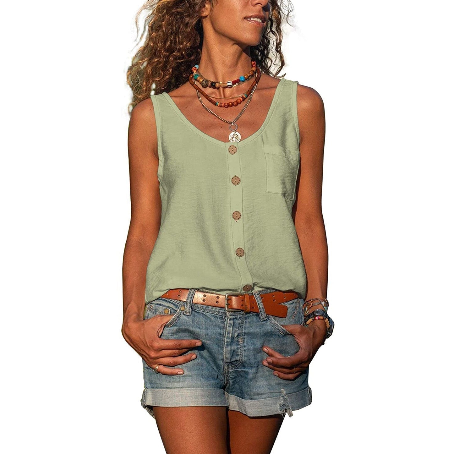 Damen Modetanktop Ibiza aus Baumwolle Elegant Weiß