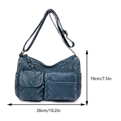 Norvielle Damen Luxe Schultertasche Mehrfachfächer