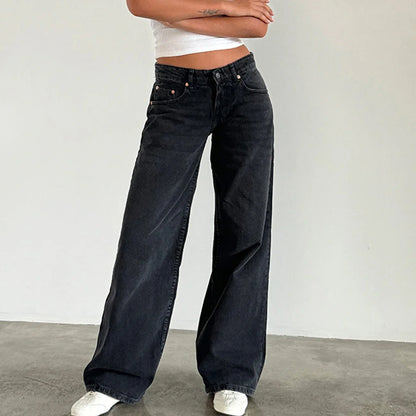 Damen Weitbein Jeans Helle Vintage Farbe