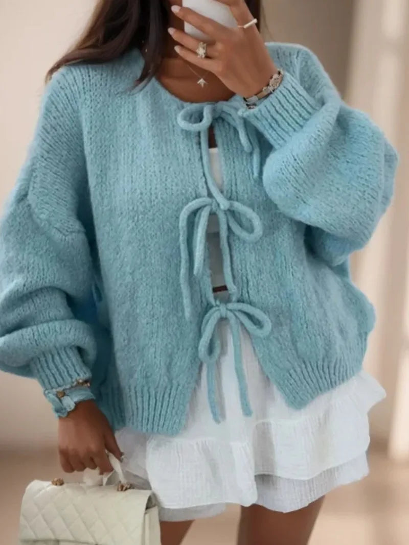 Damen Warme Strickjacke Langärmlig