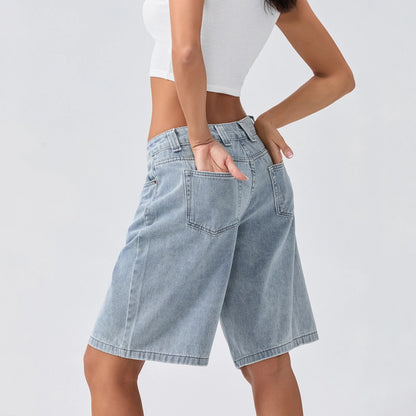 Damen Loose-Fit Jeansshorts Bermuda