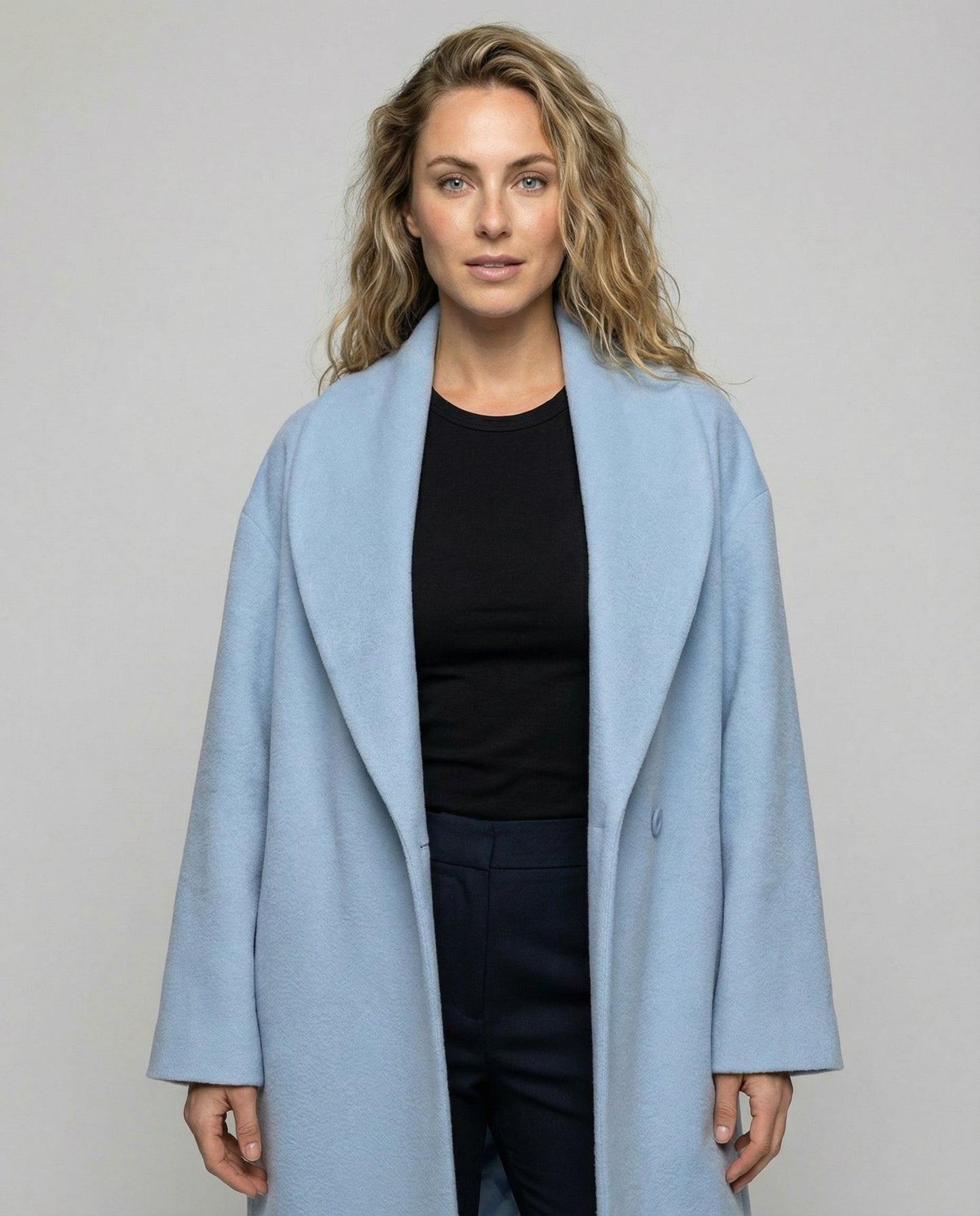 Damen Wintermantel Wollstoff Schwarz - Norvielle