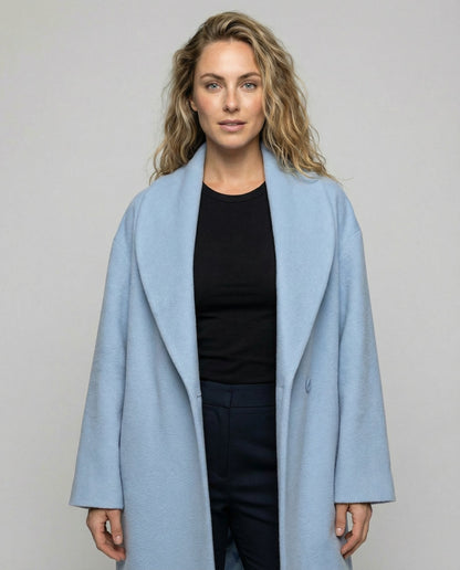 Damen Wintermantel Wollstoff Schwarz - Norvielle