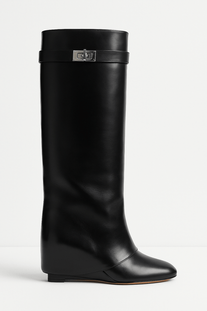 Damen Elegante Stiefel Keilabsatz Spitzer Schuhspitze - Norvielle