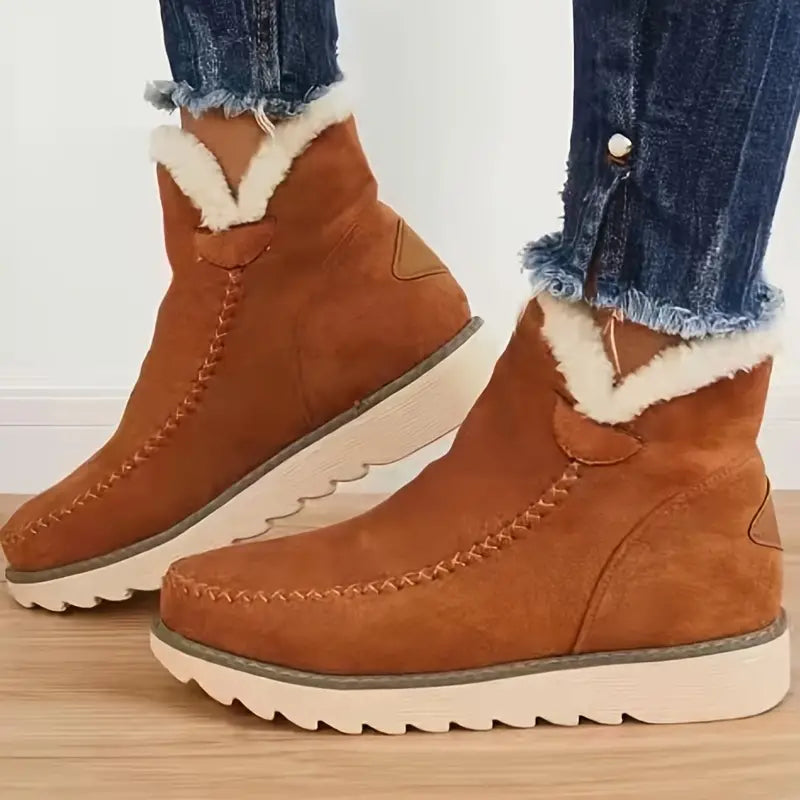 Norvielle Damen Schaffellstiefel Rutschfeste Gummisohle