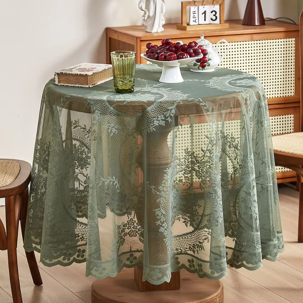 Durchsichtige Tischdecke Rund Spitzen Blumenmuster