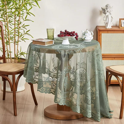 Durchsichtige Tischdecke Rund Spitzen Blumenmuster - Norvielle