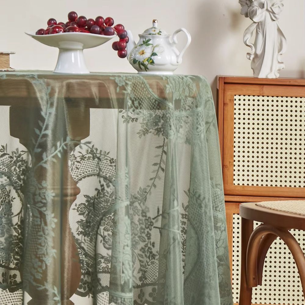 Durchsichtige Tischdecke Rund Spitzen Blumenmuster