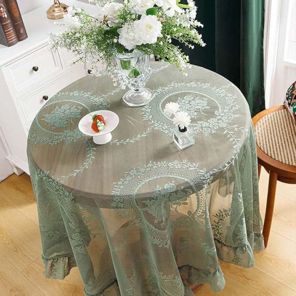 Durchsichtige Tischdecke Rund Spitzen Blumenmuster
