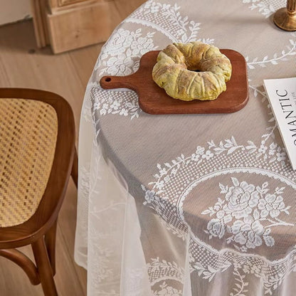 Durchsichtige Tischdecke Rund Spitzen Blumenmuster