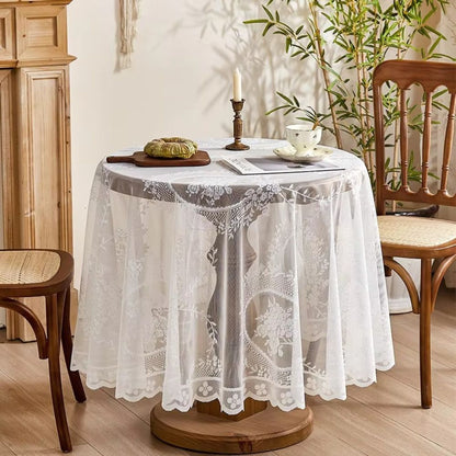Durchsichtige Tischdecke Rund Spitzen Blumenmuster
