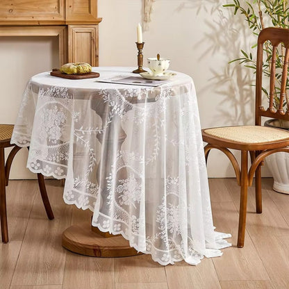Durchsichtige Tischdecke Rund Spitzen Blumenmuster